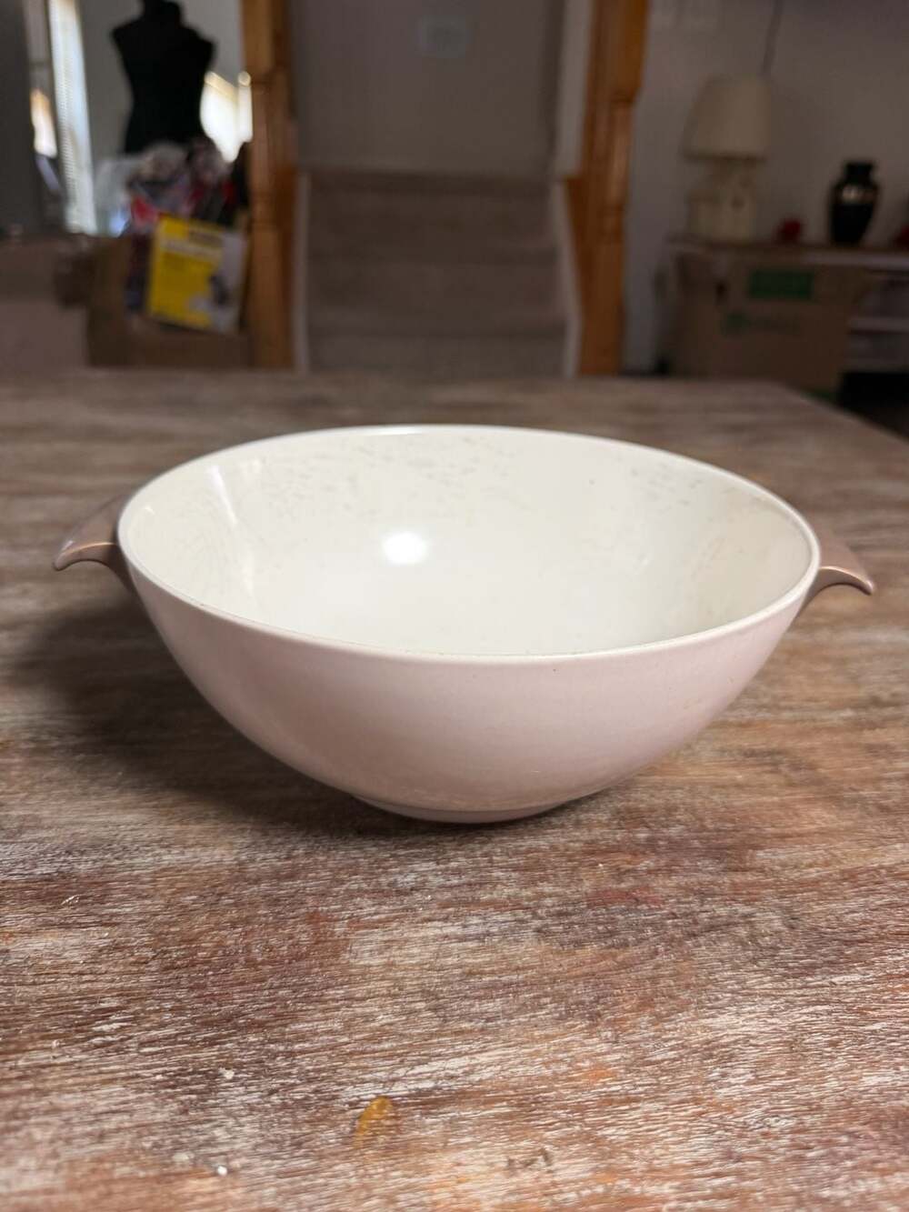 Casafina Monterosa Fine Stoneware Cream and Cocoa Handled Bowl